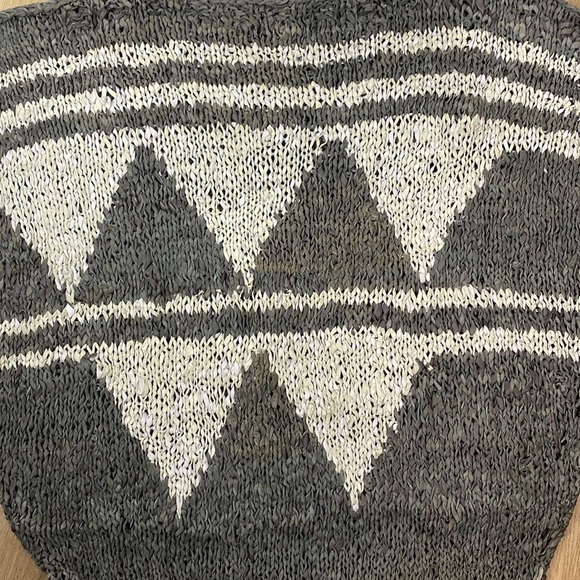 100% Leather Hand knitted Sweater in Olive and Cream size large - Picture 10 of 11